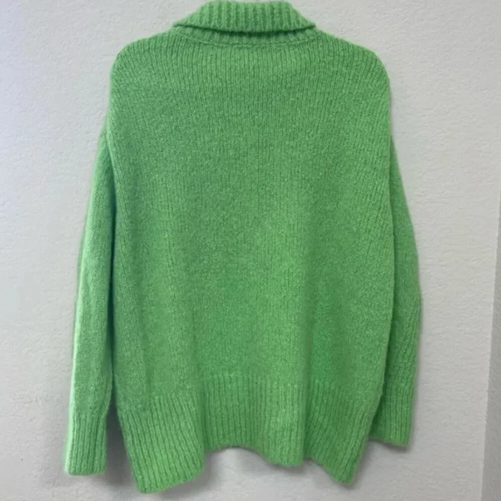 A.L.C. Alpaca Merino Wool Knit Oversized Slouchy Pullover Turtleneck Sweater - Picture 5 of 7